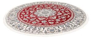 Tappeto Nain Kashmar Medaglione Floreale Rosso Bianco Avorio Rotondo 243x244 Cm