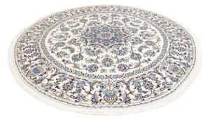Tappeto Nain Kashmar Medaglione Floreale Avorio Blu Rotondo 245x248 Cm