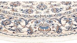 Tappeto Nain Kashmar Medaglione Floreale Avorio Blu Rotondo 245x245 Cm