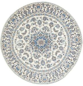 Tappeto Nain Kashmar Medaglione Floreale Avorio Blu Rotondo 245x248 Cm