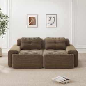Divano modulare marrone, divano "Boneless Cloud" con seduta profonda di 74 cm, divano letto rivestito in tessuto, divano a due posti, dimensioni: 204x104x69 cm