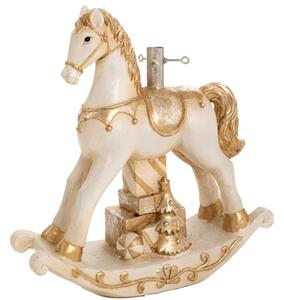 Base Albero di Natale Cavallo a Dondolo Oro e Bianco Decorazione Natalizia