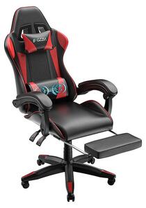 Sedia da gaming, sedia da scrivania, sedia da ufficio ergonomica con funzione massaggio e poggiapiedi, sedie da ufficio, sedia da PC per lavoro e relax, rossa