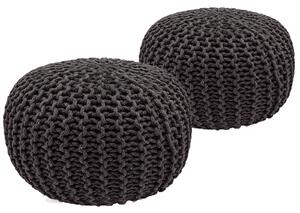 Set di 2 pouf a maglia pouf sedile pouf sedile pouf cuscino da terra Ø 55cm grigio/grigio