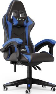Bigzzia Sedia da gioco ergonomica - Sedie da gioco con cuscino lombare + poggiatesta Sedia da gioco Sedia da ufficio regolabile in altezza Sedia da computer per adulti ragazze ragazzi - Nero Blu
