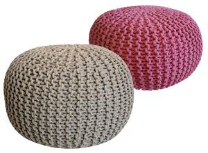 Set di 2 pouf a maglia pouf sedile pouf sedile pouf cuscino da terra Ø 55cm beige/rosa