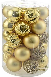 Set 34 Palle di Natale Sfere Palline Natalizie 8 cm Oro Decorazioni Albero
