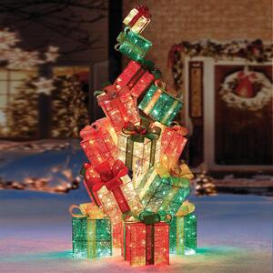 Albero di Natale Luminoso con Pacchi Regalo Decorazione Natalizia 192 cm 544 LED