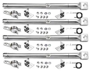 Bruciatore per barbecue a gas QuliMetal, adatto a griglie da 31-45 cm - Accessori universali regolabili (confezione da 4)
