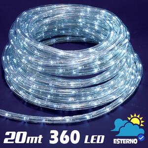 Tubo Luminoso 20 Metri LED Bianco Freddo 360 Luci per Interno e per Esterno
