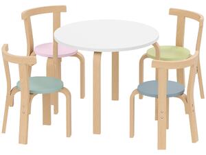 AIYAPLAY Set da 5 Pezzi Tavolo e Sedie per Bambini 3-8 Anni, in Legno Massello Leggero, Multicolore | Aosom Italy