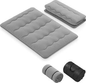 Materasso da pavimento 140x200 cm, materasso futon giapponese, tappetino tatami pieghevole e portatile, materasso pieghevole con borsa da trasporto e copertura rimovibile, grigio