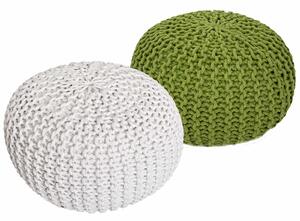 Set di 2 pouf a maglia pouf sedile pouf sedile pouf cuscino da terra Ø 55cm bianco/neon