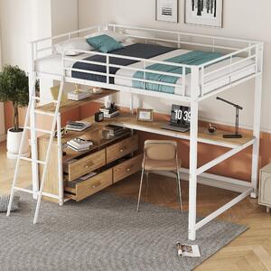 Letto imbottito 180x200 cm con comodini, lampade da lettura, porte USB e di tipo C, panca imbottita con spazio contenitore, struttura del letto con rete a doghe in metallo, MDF e tessuto di lino