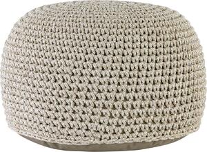 Pouf in mohair Ø55 H37 beige, super sostenibile, lavabile moderno, braccio CO2