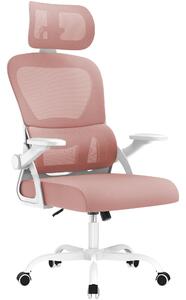 Sedia da ufficio ergonomica, sedia da scrivania con poggiatesta e braccioli regolabili, supporto lombare a forma di C, sedia girevole, sedie da ufficio con funzione oscillante