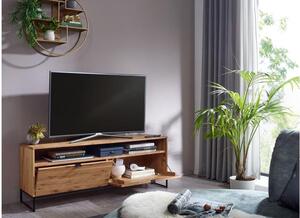 Mobiletto tv in legno naturale massello di rovere industrial