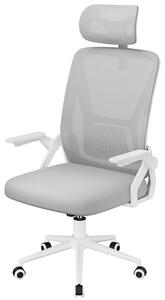 Sedia da ufficio ergonomica, regolabile in altezza, rivestimento in rete traspirante, girevole a 360° con funzione oscillante, grigia