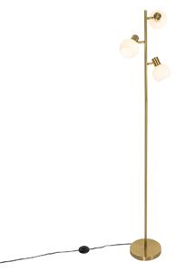 Lampada da terra oro con vetro opalino orientabile a 3 luci - Anouk