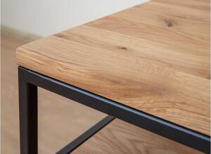 Tavolino quadrato in legno massello naturale industrial