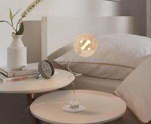 GINA LAMPADA DA TAVOLO CON BRACCIO FLESSIBILE CROMO O NICHEL E SFERA IN VETRO 4 COLORI LAMPADINA G9