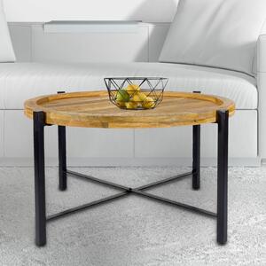 Tavolino ø75cm Tavolino da salotto rotondo Sioux struttura in metallo nero opaco