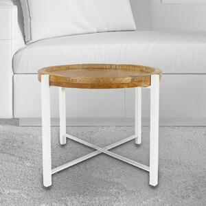 Tavolino ø55cm tavolino rotondo da salotto Sioux metallo bianco puro