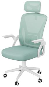 Sedia da ufficio ergonomica, regolabile in altezza, rivestimento in rete traspirante, girevole a 360° con funzione oscillante, verde
