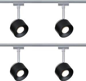 Set da 4 faretti a binario LED Paulmann URail, faretto singolo da 400 lumen, 7,4 W, 2700 K, dimmerabile, 230 V, nero cromato opaco, codice 95374, equivalente a 50 W