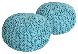 Set di 2 pouf a maglia pouf sedile pouf sedile pouf cuscino da terra Ø 55cm menta/menta