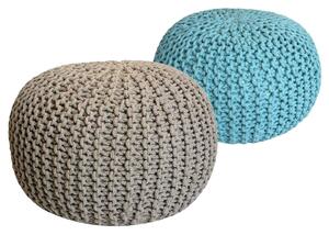 Set di 2 pouf a maglia pouf sedile pouf sedile pouf cuscino da terra Ø 55cm beige/menta
