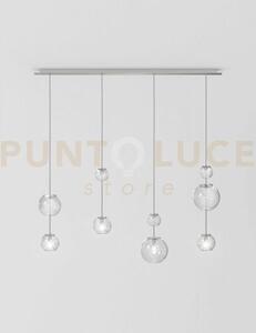 Oto sospensione lin cristallo rigadin nickel satinato 4 luci attacc