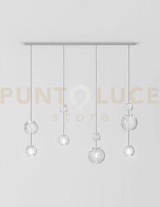 Oto sospensione lin cristallo rigadin acciaio specchiato 4 luci att
