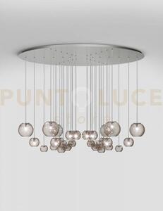 Oto sospensione cha fume' rigato nickel satinato 9 luci attacco g9