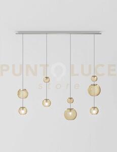 Oto sospensione lin ambra rigadin nickel satinato 4 luci attacco g9