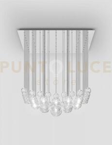 Oto sospensione sur cristallo rigadin acciaio specchiato 17 luci at