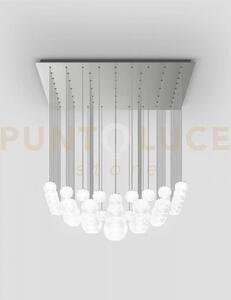 Oto sospensione sur bianco rigadin nickel satinato 17 luci attacco g9