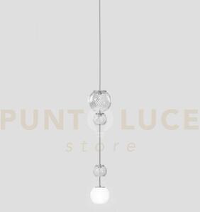 Oto sospensione pead bianco rigadin nickel satinato 1 luce attacco g9