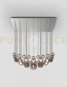 Oto sospensione sur fume' rigato nickel satinato 17 luci attacco g9