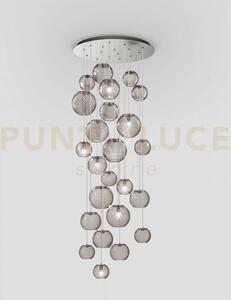 Oto sospensione r60 fume' rigato nickel satinato 10 luci attacco g9