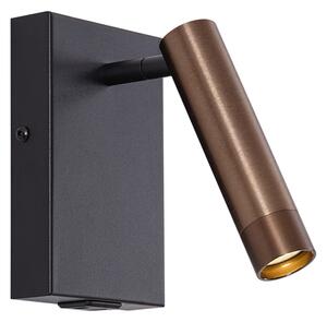 Lampada da parete moderna nera con bronzo scuro regolabile con USB-C - Croft