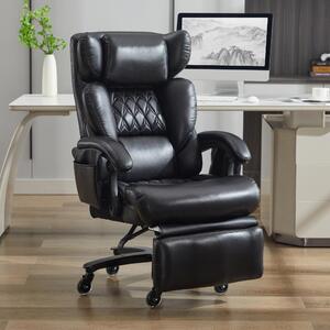 Sweiko 001-XXL Sedia ergonomica per ufficio, poltrona direzionale con funzione di massaggio e riscaldamento, Finto cuoio, poggiapiedi, girevole a 360°, schienale regolabile, fino a 150 kg, per ufficio e casa (nero)