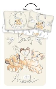 Set copripiumino e federa da bambini giallo chiaro in cotone per culla 100x135 cm Lion King "Best Friends" – Jerry Fabrics