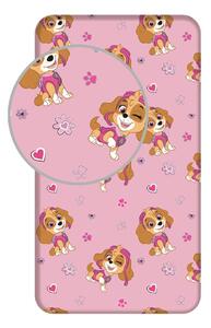 Lenzuolo con angoli per bambini rosa in cotone per letto singolo 90x200 cm Paw Patrol – Jerry Fabrics
