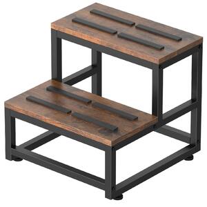 Scala a due gradini per adulti e bambini, con struttura in metallo robusta e gradini in legno