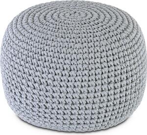 Pouf in mohair Ø55 H37 grigio chiaro, super sostenibile, lavabile moderno, braccio CO2