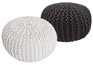 Set di 2 pouf in maglia pouf sedile pouf sedile pouf cuscino da terra Ø 55cm bianco/grigio