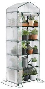Serra da giardino in plastica con 5 ripiani, ideale per balconi e giardini, dimensioni 69x49x193 cm