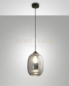 Infinity sospensione 1 luce d.20cm in vetro fume' e struttura in m