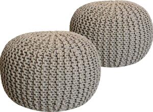Pouf in maglia set di 2 pouf seduta pouf seduta pouf Ø 55cm beige/beige